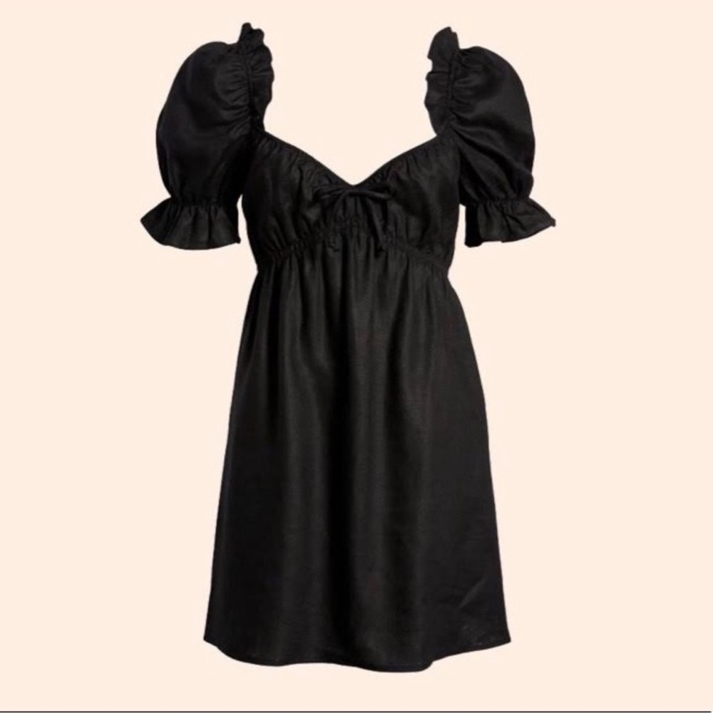 Reformation Linen Puff Sleeved Channa Mini Dress Size: S